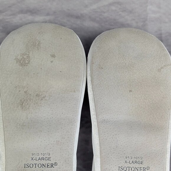 Isotoner white satin size XL slippers with open box; thick inner cushion - Picture 8 of 8